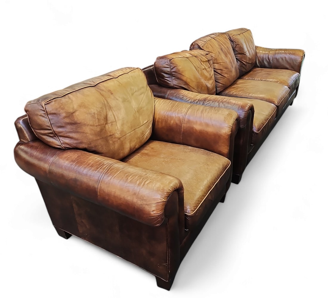 Broyhill Leather Sofa & Armchair. (1 of 3)