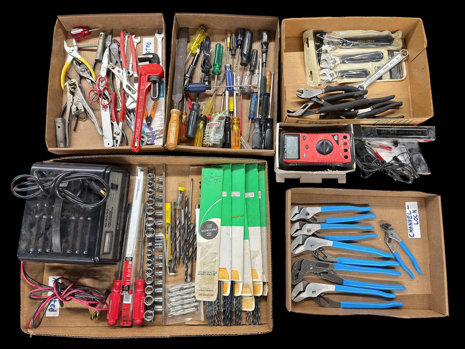 Five Boxes of New & Used Assorted Tools. (1 of 1)