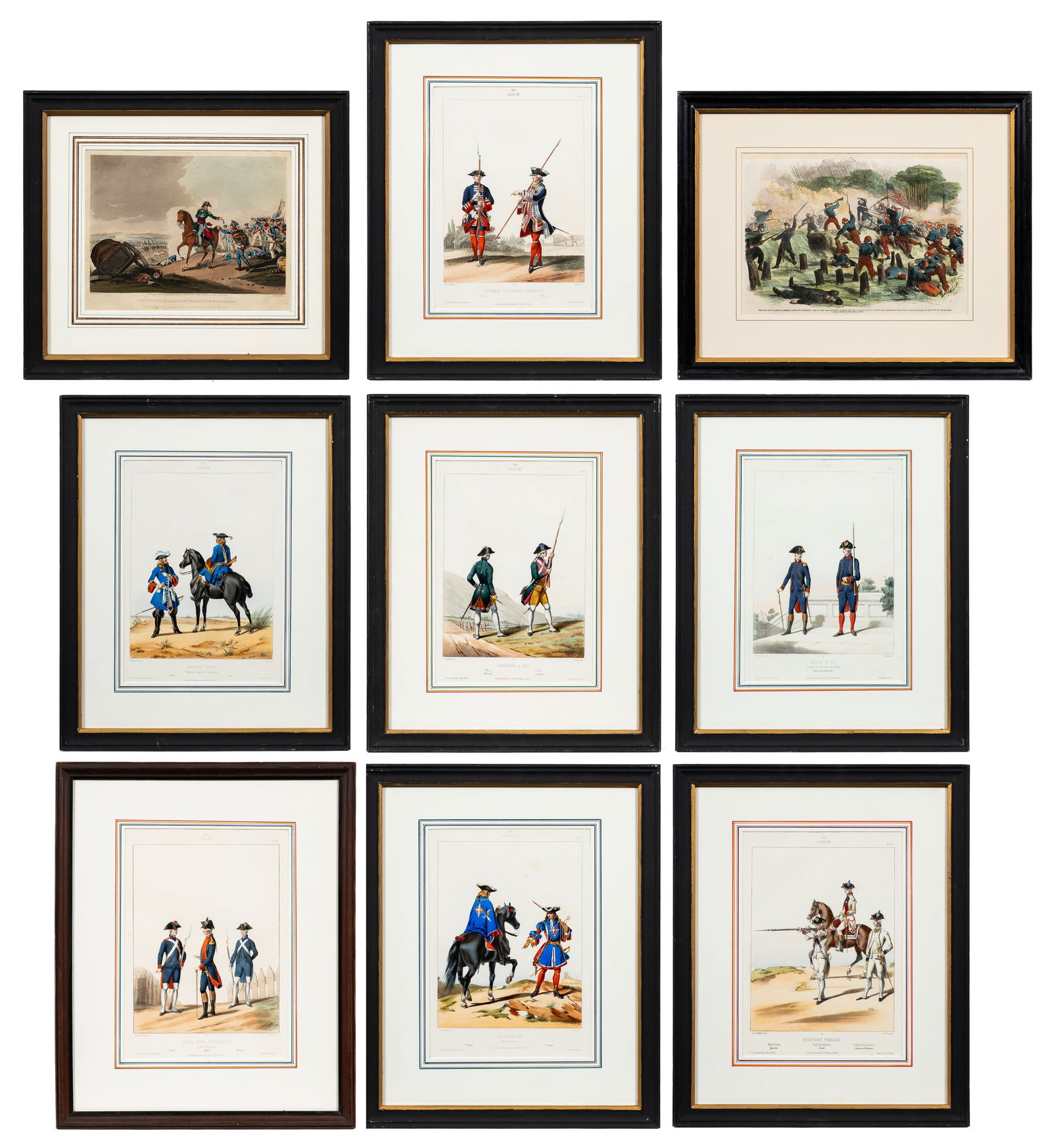 Lot of 9 Antique Framed Military Themed Prints. (1 of 19)