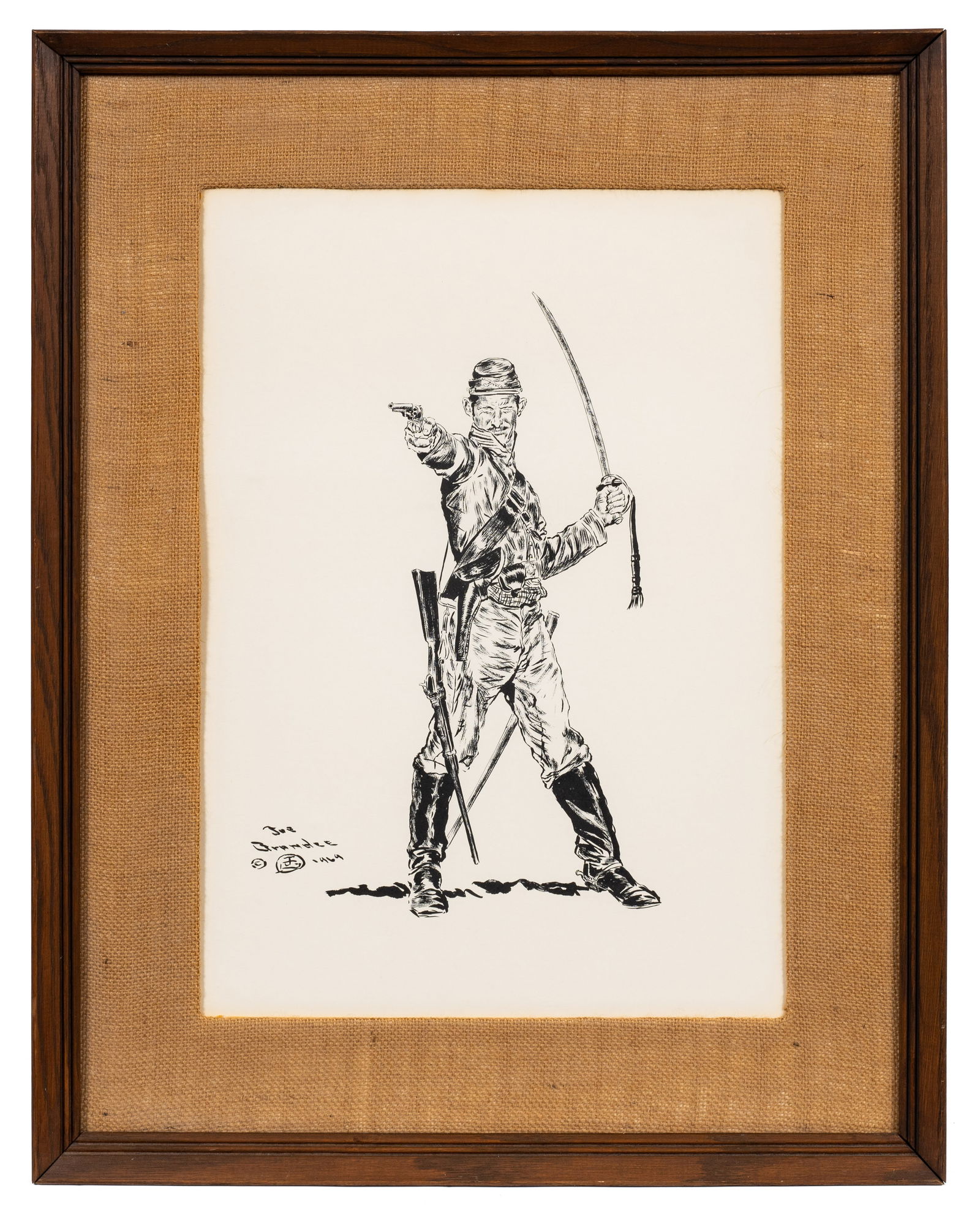Ink on Paper of a Soldier by Joe Grandee. (1 of 5)
