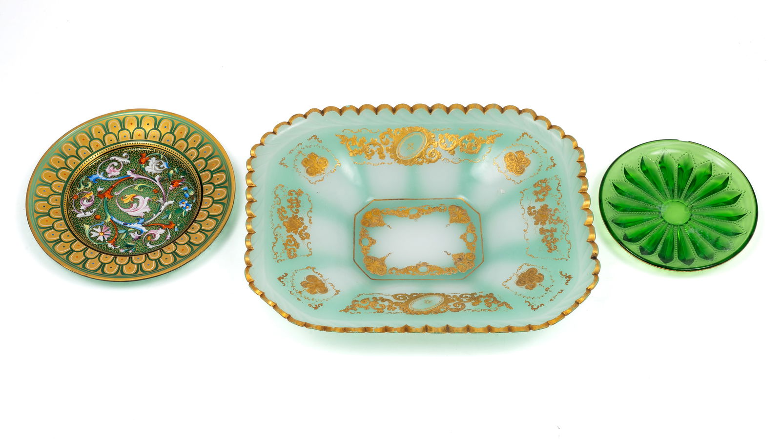 Lot: 3 Glass Dishes, inc. Possibly Moser. (1 of 4)