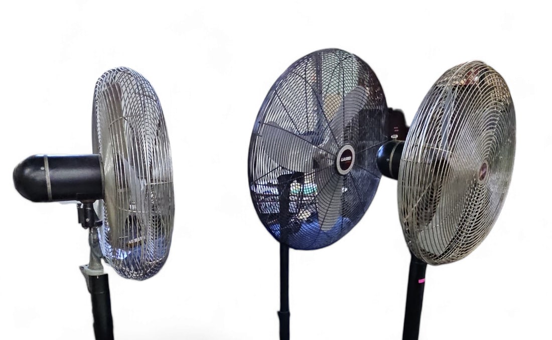 3 Commercial or Industrial Pedestal Fans. (1 of 2)