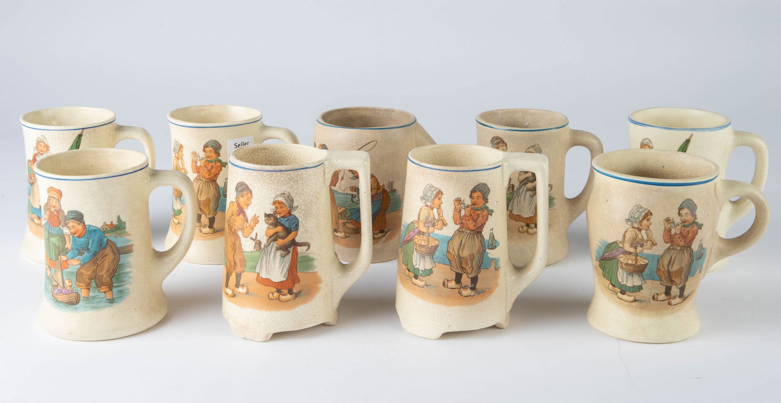 Lot of 9 Roseville Creamware Pottery Mugs. (1 of 4)