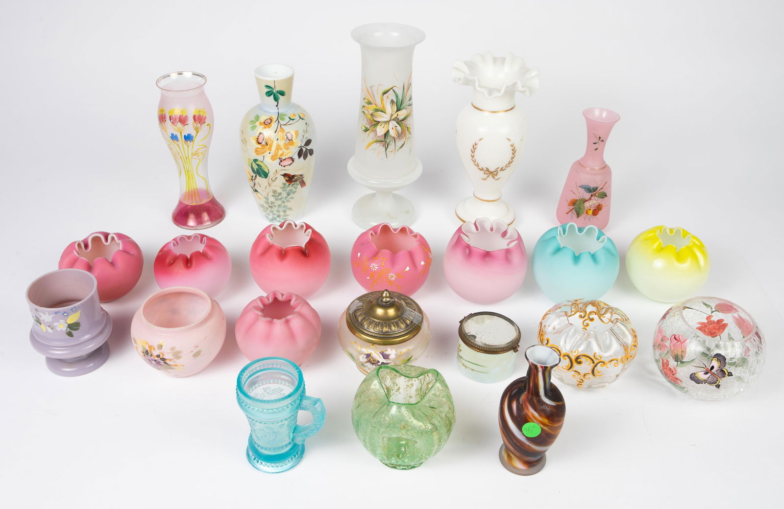 Lot of Antique Glass & Crystal Vase - Ruffled Rose (1 of 5)