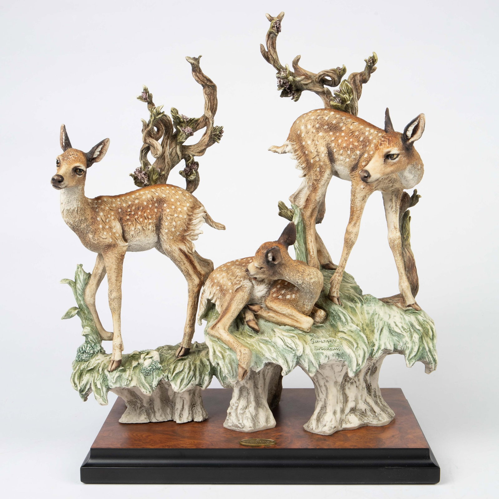 Armani Artist Proof "Early Days" Deer Figurine.: AS IS - This piece has a repair on one of the tree branches. It is hard to see, but it is there. This Giuseppe Armani figure is marked as an Artist Proof, out of 975. It depicts three young deer fawns