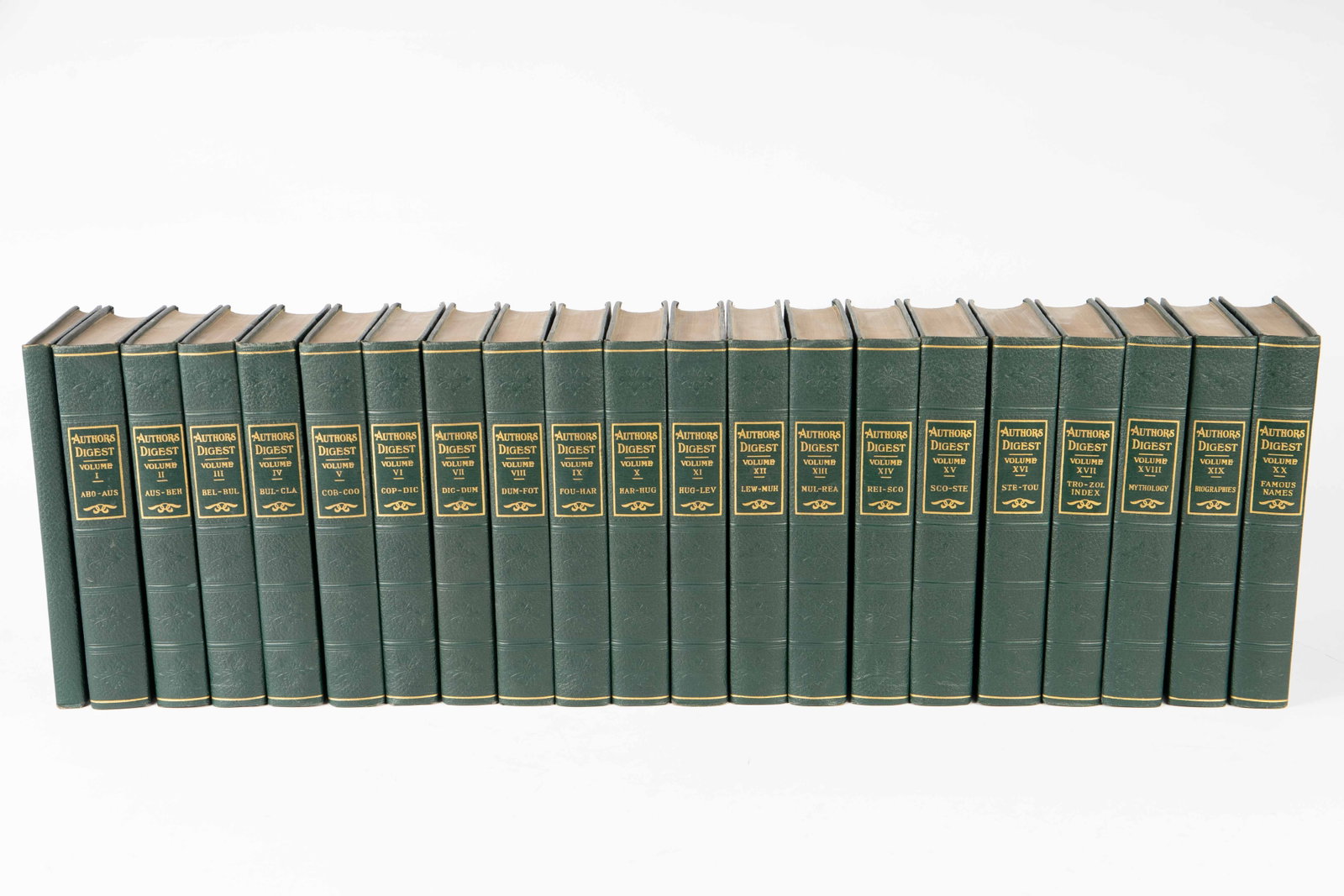 "Author's Digest" 20 Volume Leather Hardcover Set.: The 21st book is a manual of ready reference. It bears the latest date in the series, which is 1909. The set looks to be in overall good condition for its age. In-house shipping is available. Please s