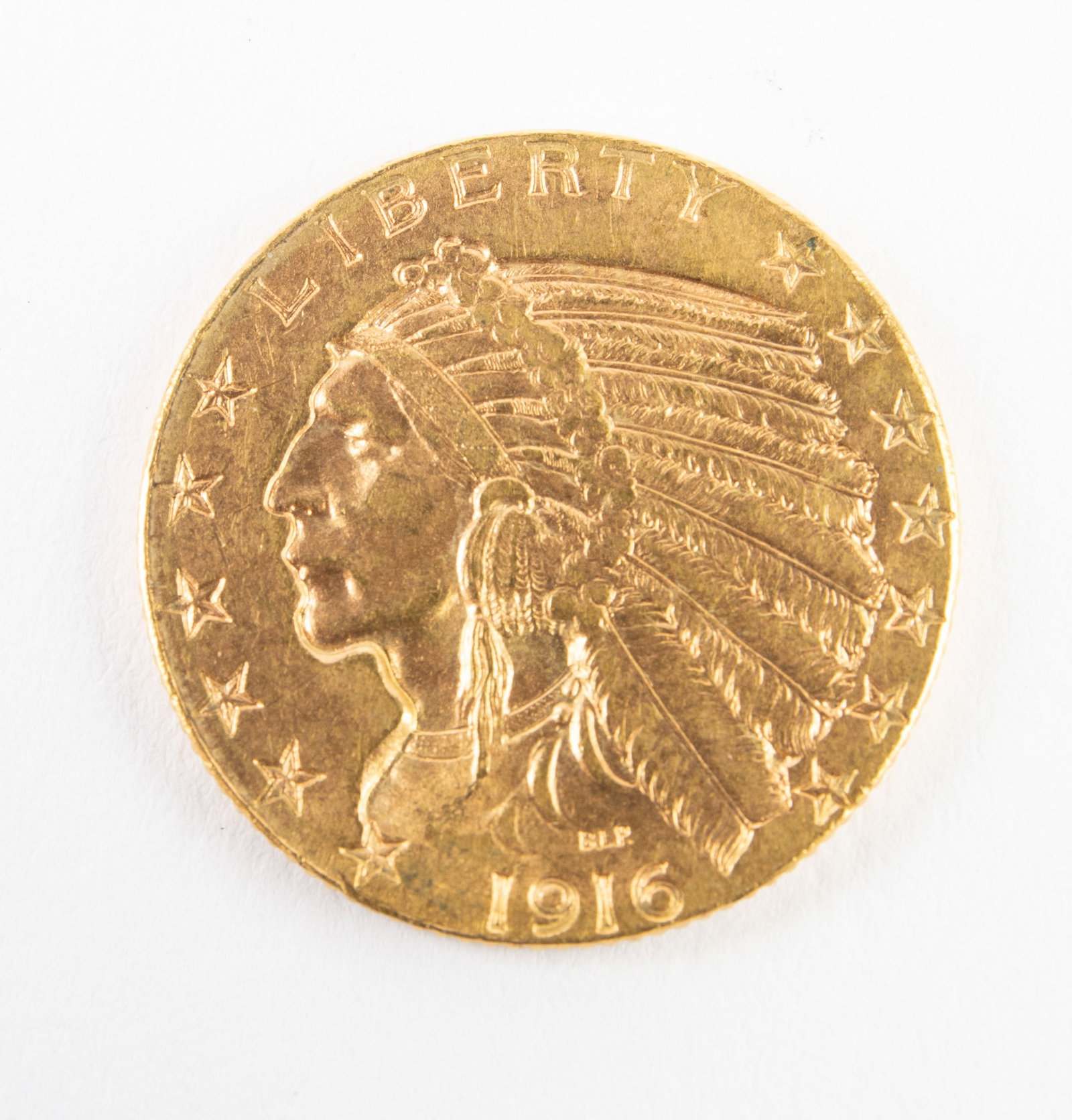 1916-S $5 Indian Head Gold Coin.: The coin is ungraded. The approximate grade on this coin is Almost Uncirculated, but do your own due diligence, as this grading is only an estimation. Pure gold weight on this coin is .24187 troy ounc