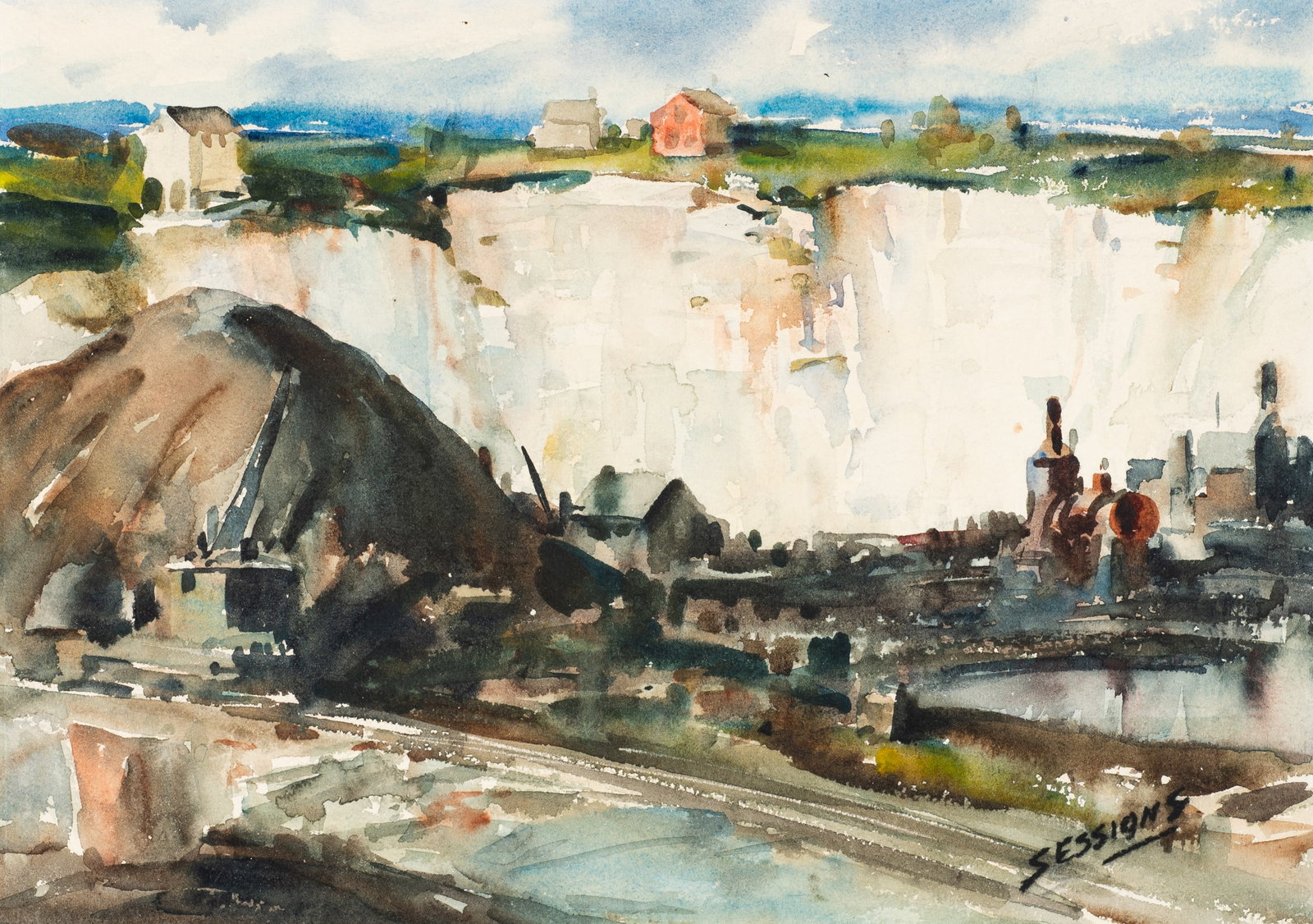 Industrial Scene, Watercolor, James M Sessions. (1 of 6)