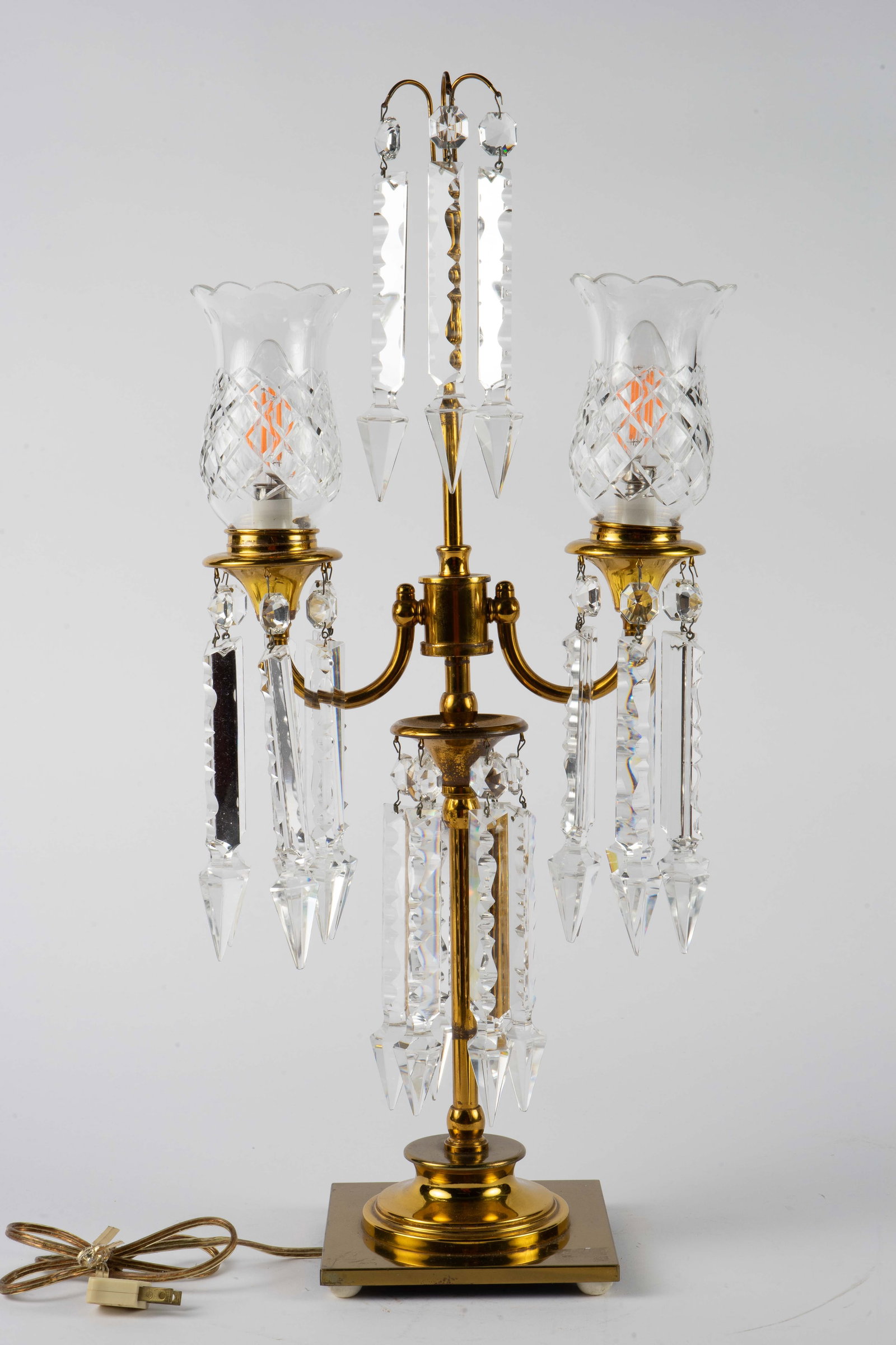 Electrified 2 Arm Crystal Prism Table Lamp. (1 of 4)