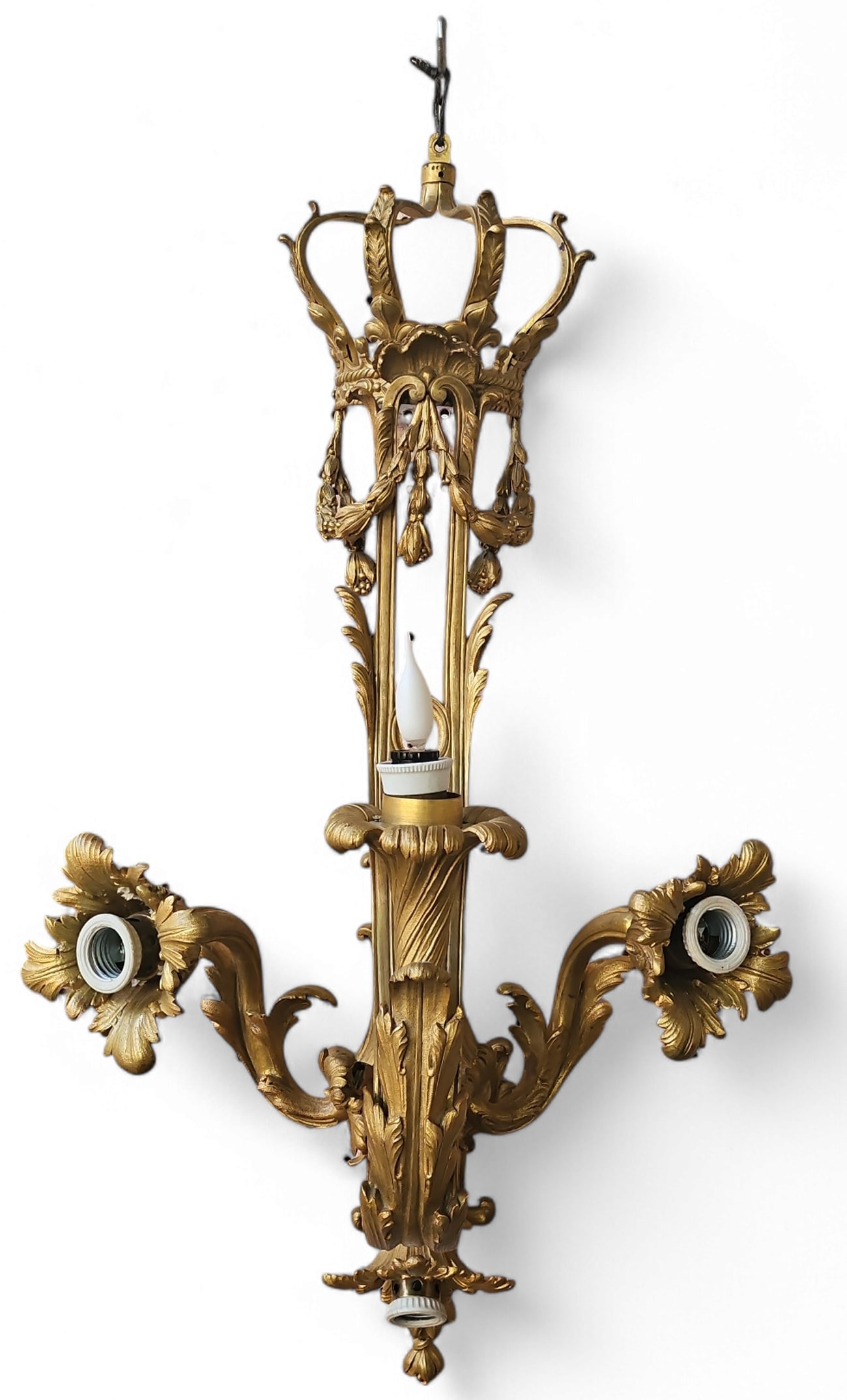 Heavy Gilded Bronze Electrified Wall Sconce. (1 of 2)