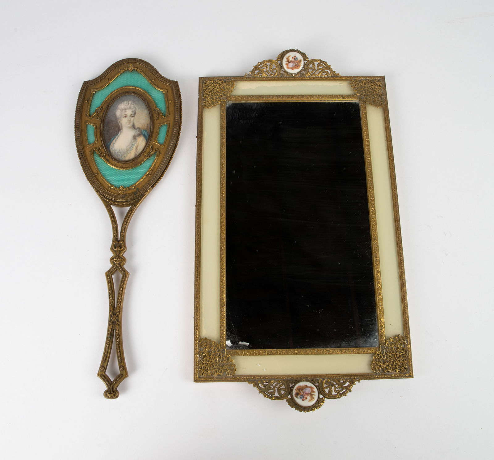 Gilded Hand Mirror & Ornate Mirrored Vanity Tray. (1 of 5)