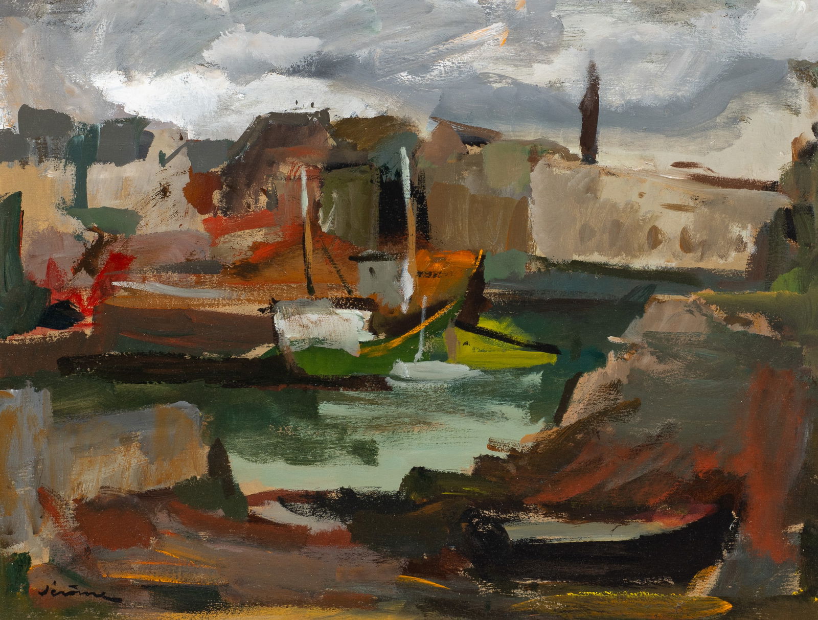 Petit Port de Bretagne, Pierre Jerome Painting. (1 of 5)