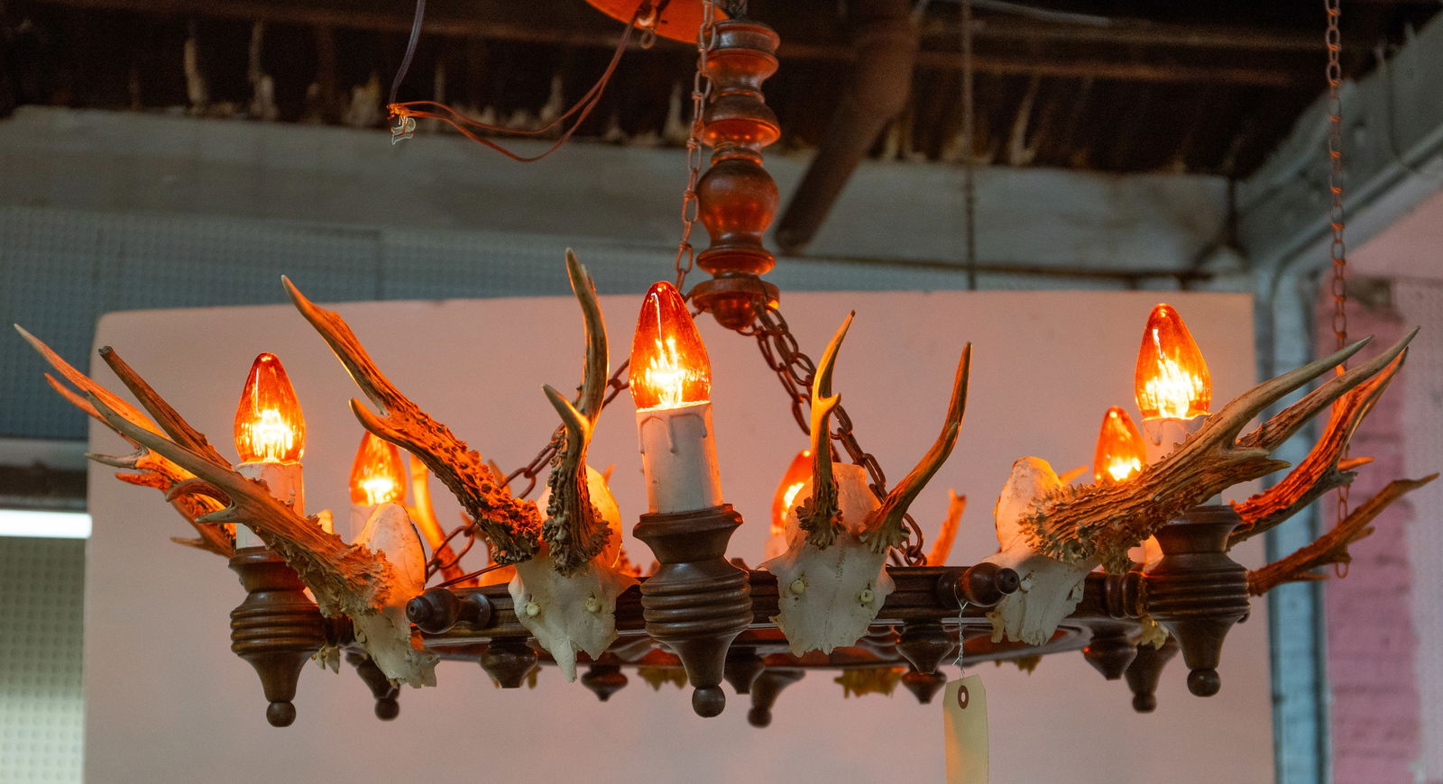 Roe Deer Horn & Ships Wheel Chandelier, Hunting. (1 of 1)