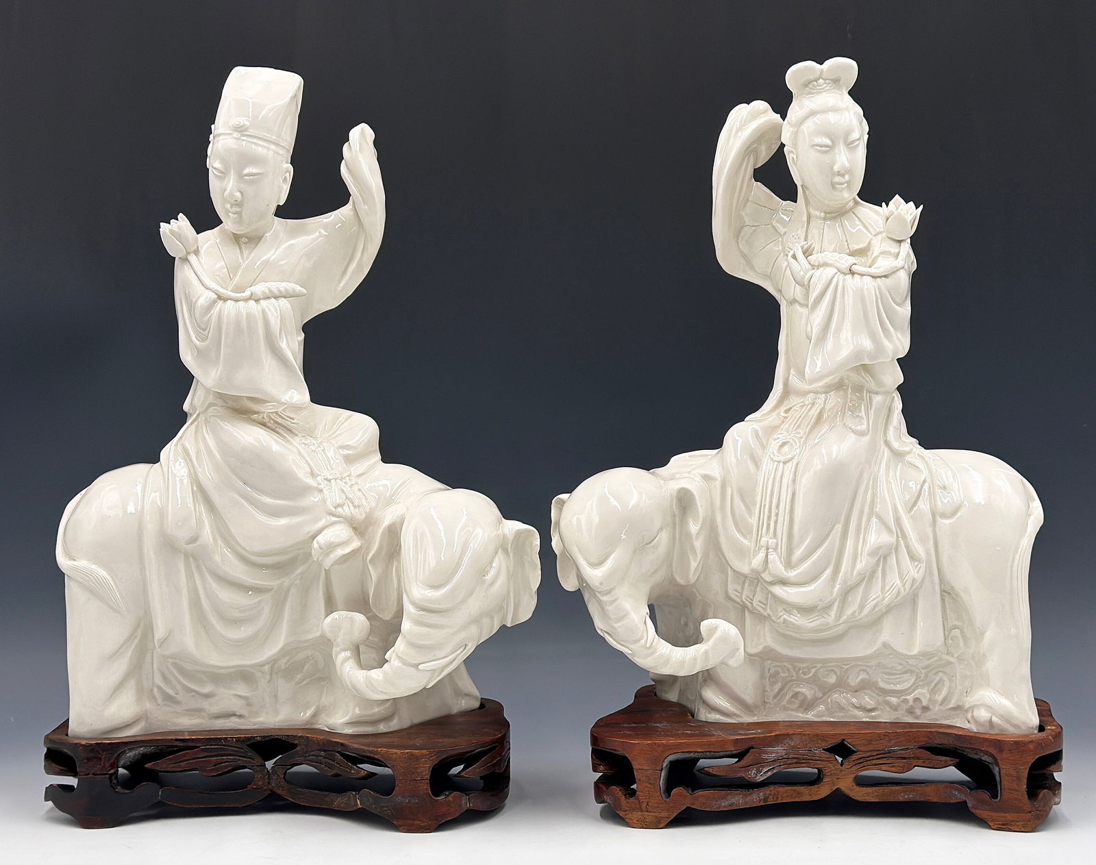 Pair of Vintage Chinese Blanc de Chine Immortals. (1 of 9)