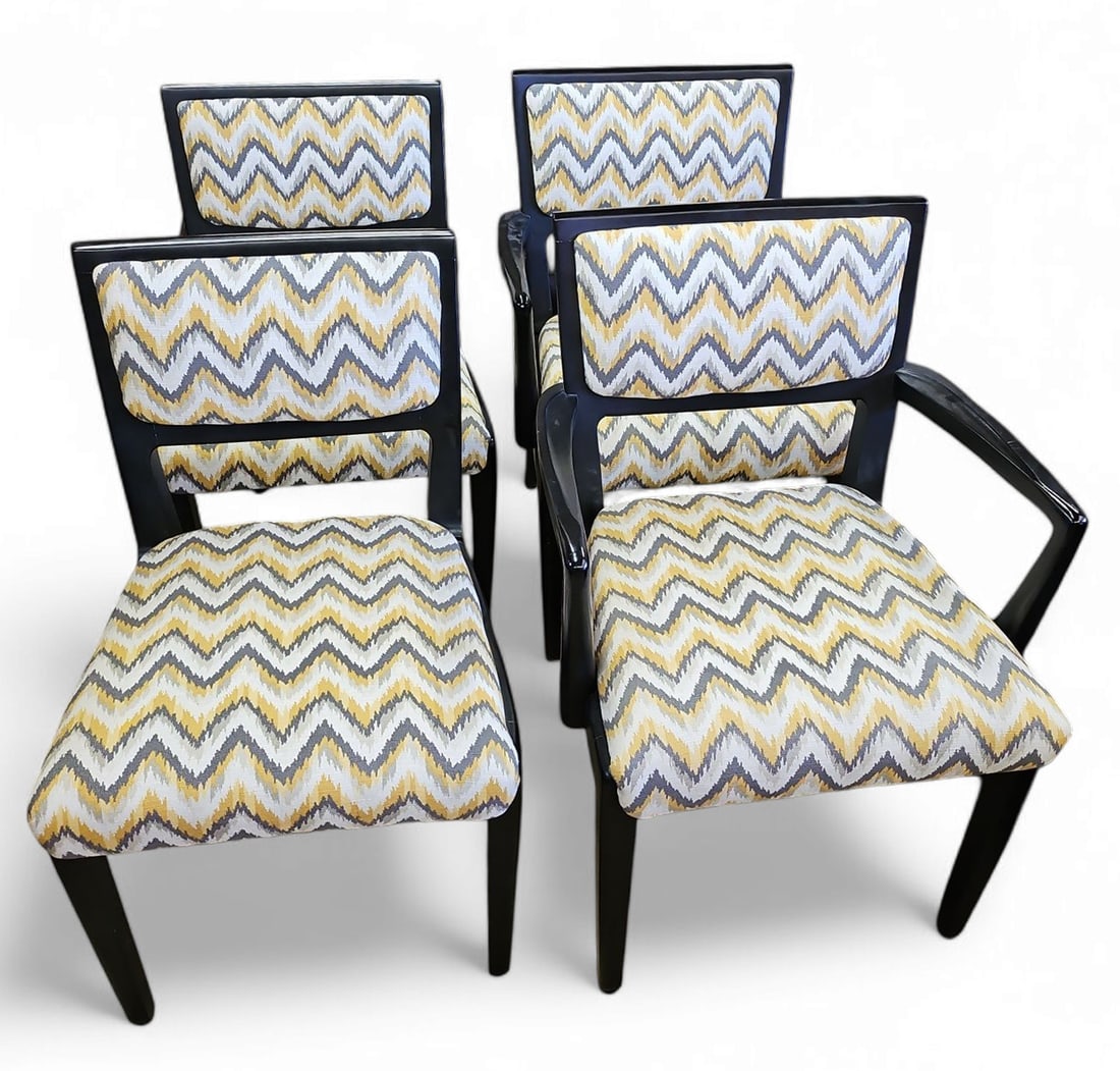 Lot of 4 Mod Upholstered Dining Chairs, Black Wood (1 of 3)