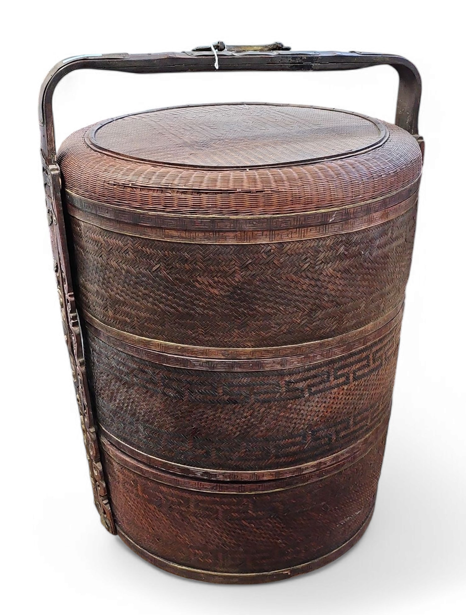 Antique Chinese Wicker 3 Tier Wedding Basket. (1 of 3)