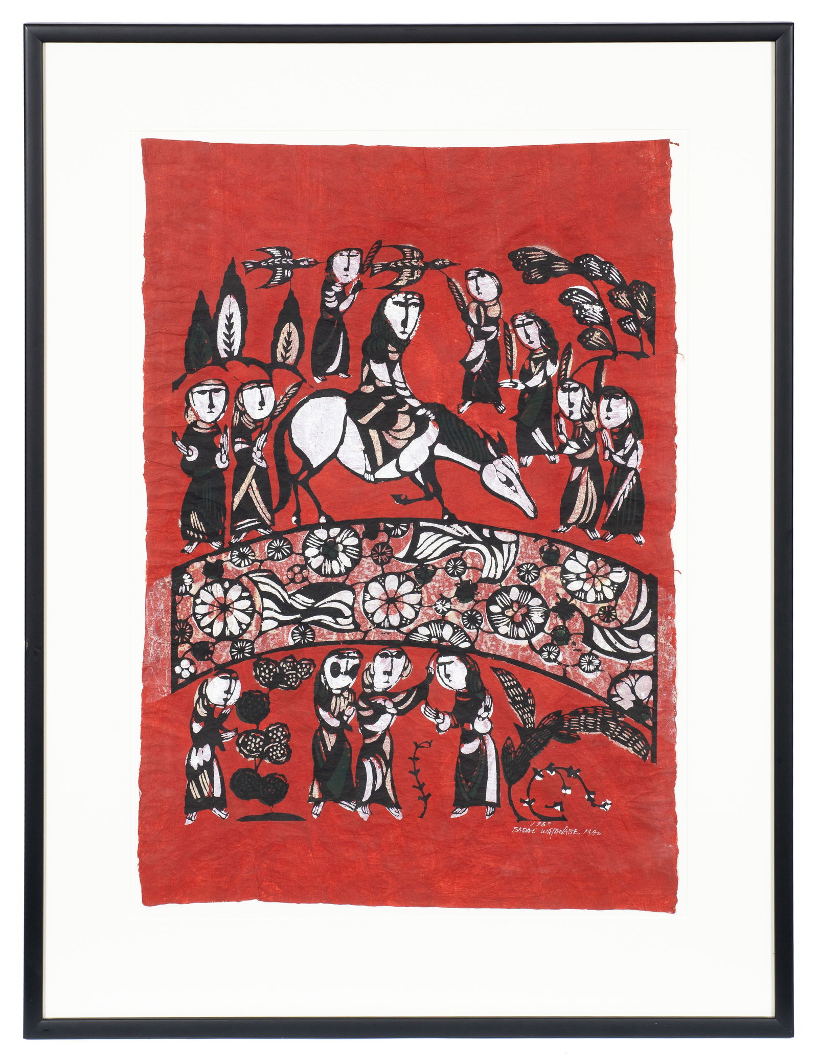 Large Figural Scene Stencil Print, Sadao Watanabe. (1 of 5)