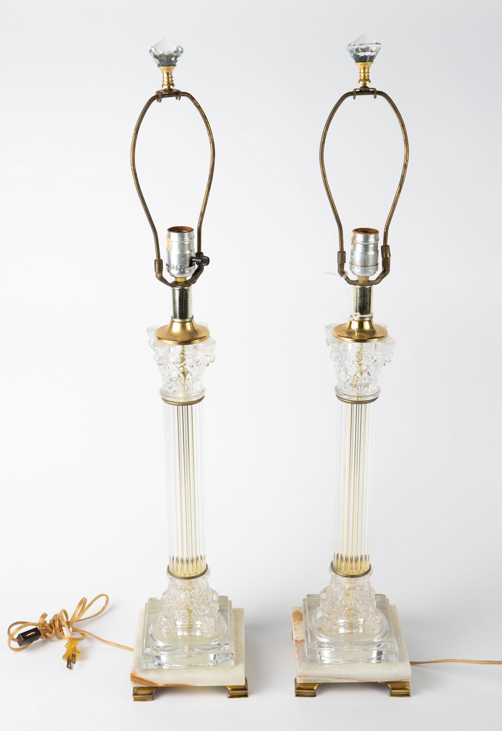 Pair of Crystal and Marble Table Lamps. (1 of 6)