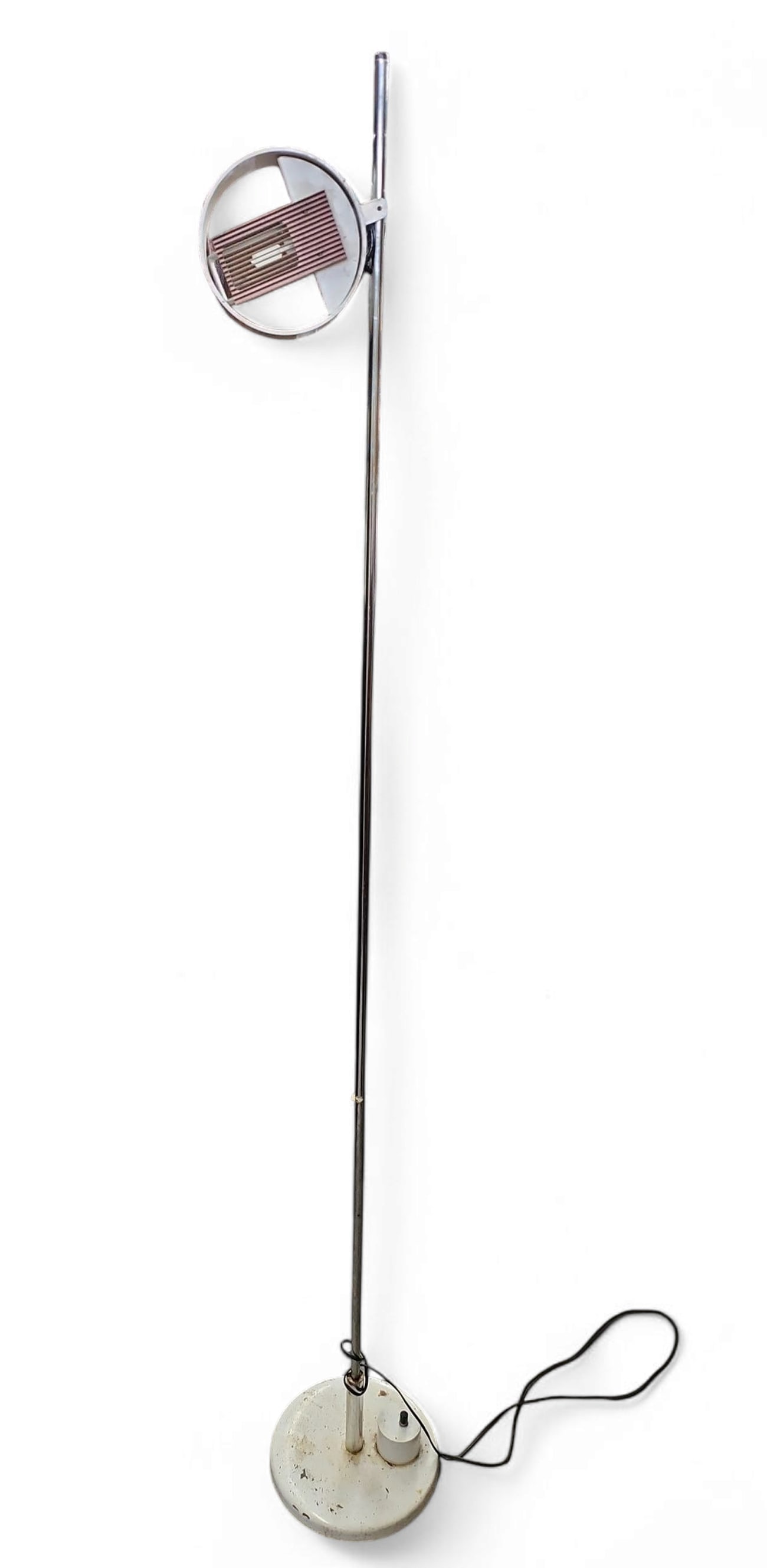 Mid-Century Modern Floor Lamp.: This stylish floor lamp is in the style of Anders Pherson. While tested and working, it has rust and paint loss. The head also needs to be tightened. It measures 70" tall. Third-party freight shipping