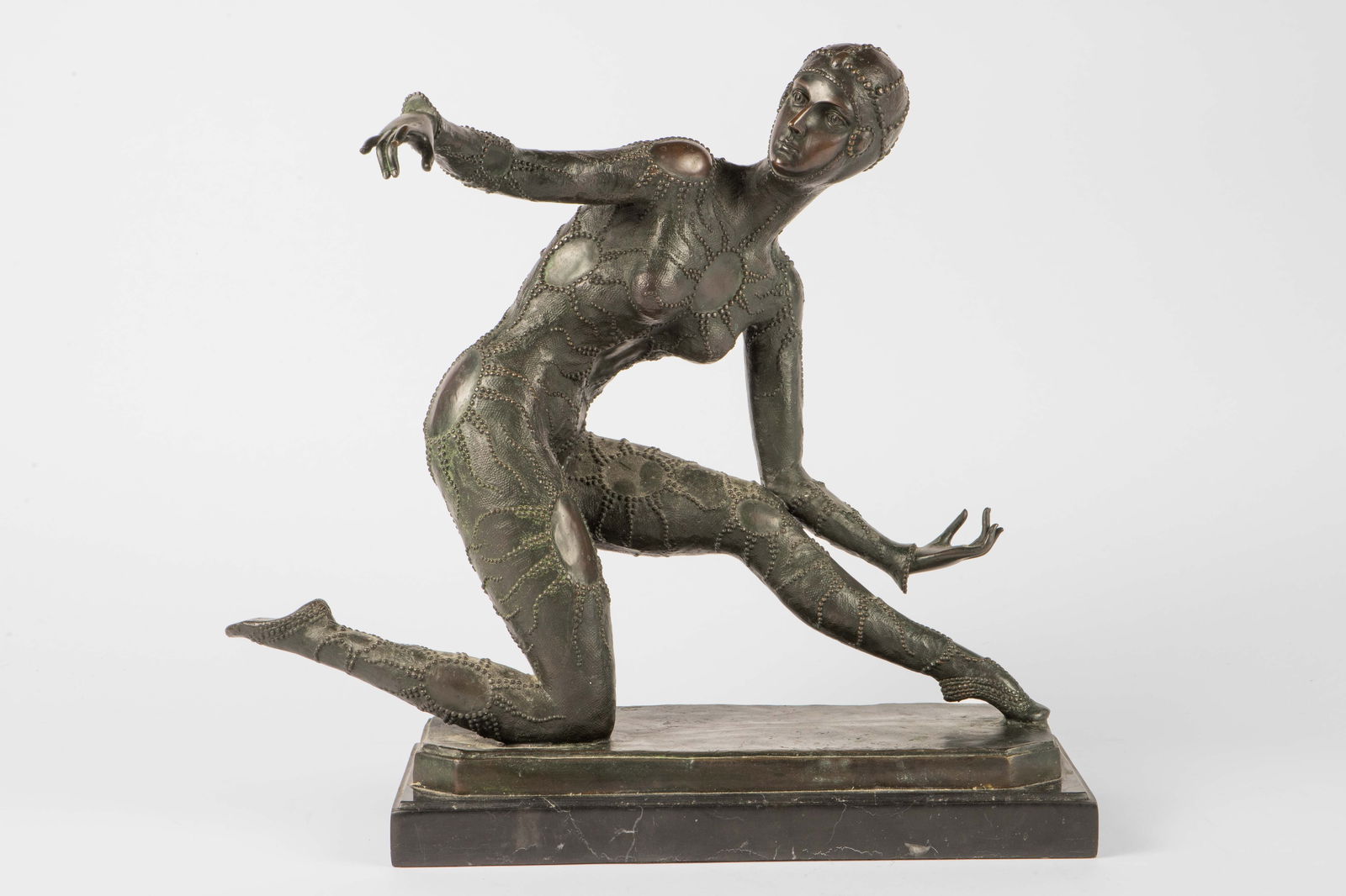 After Chiparus Art Deco Bronze & Marble Sculpture. (1 of 5)