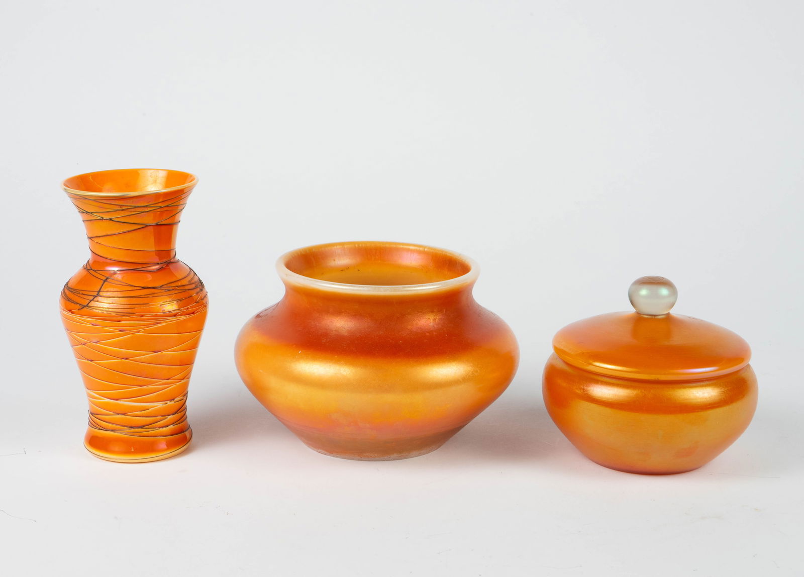 Lot of Vintage Orange Glass- Vases & Jar. (1 of 4)