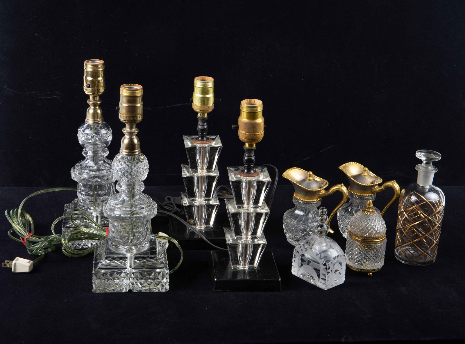 Lot of Mostly Antique Crystal & Glass- Lamps, etc. (1 of 7)