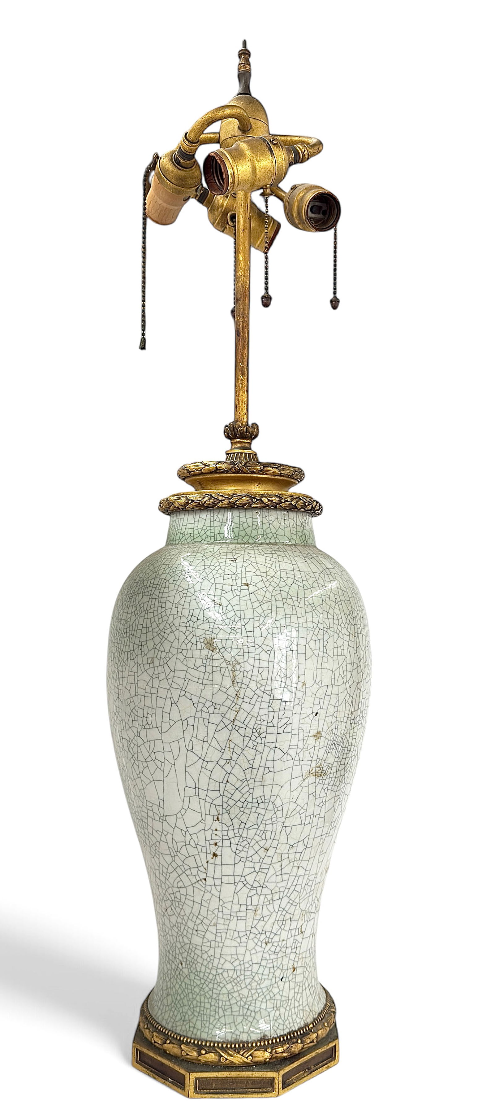 Large Antique Chinese Crackle Glaze Lamp. (1 of 5)