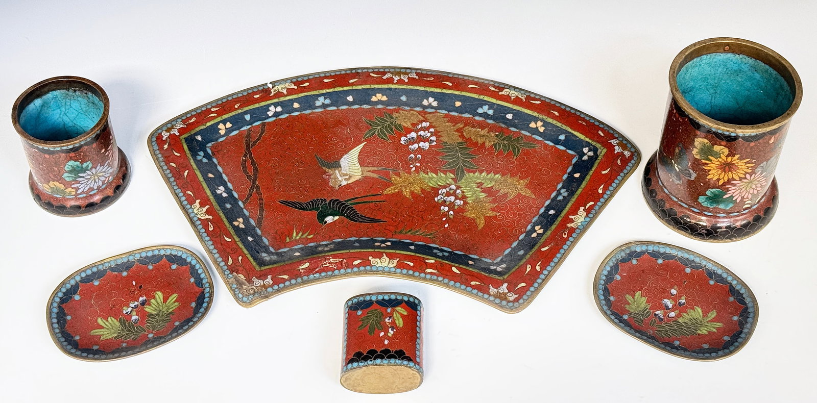 Old Chinese Cloisonne 6 Pc. Set. (1 of 4)