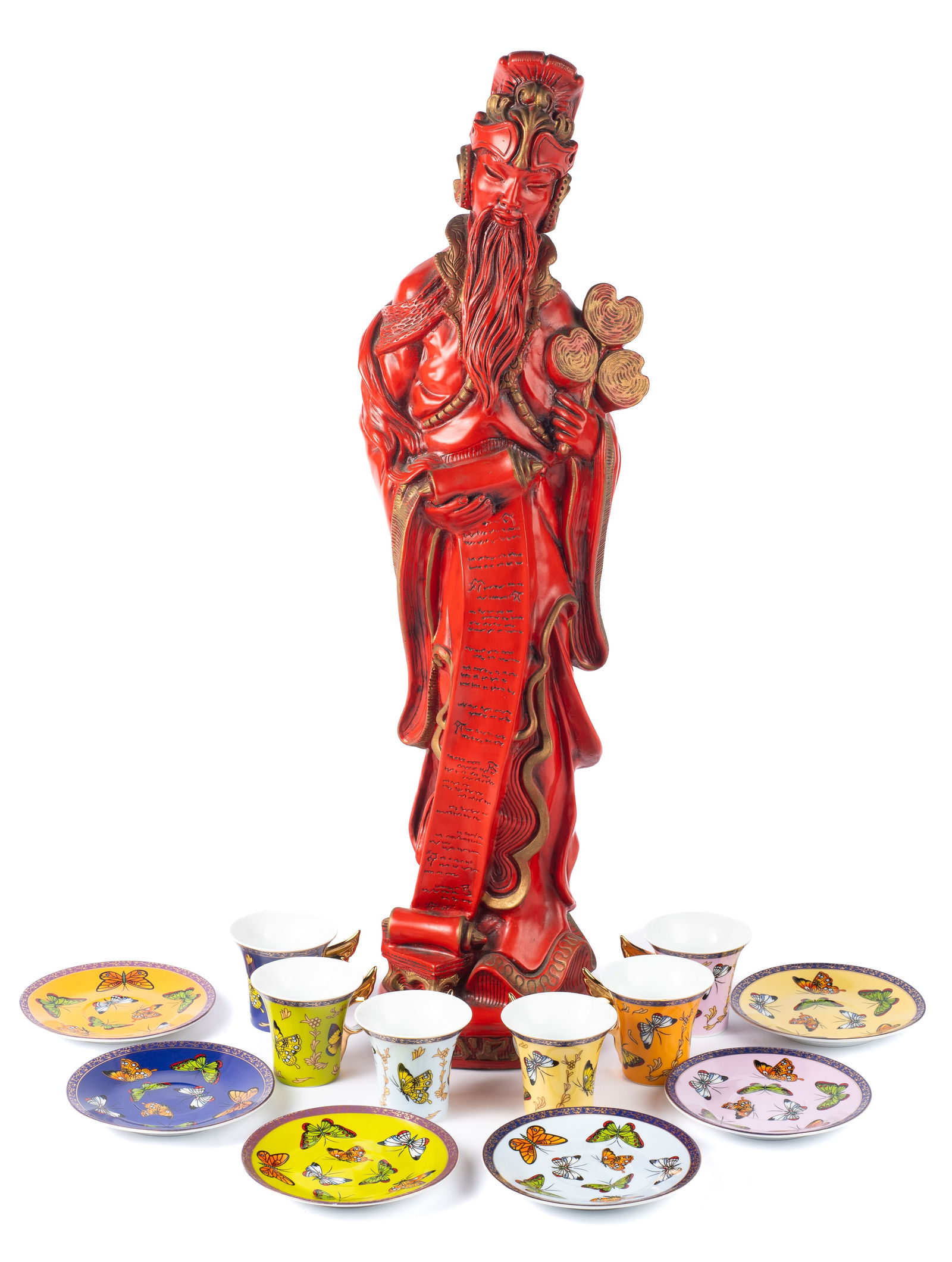 Asian God of Wealth Figure & Classic Tea Set. (1 of 5)