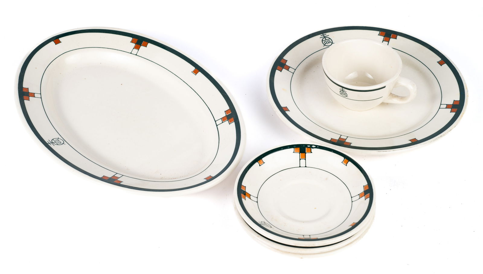 6 Pcs. Vintage Roycroft Renaissance Buffalo China. (1 of 3)