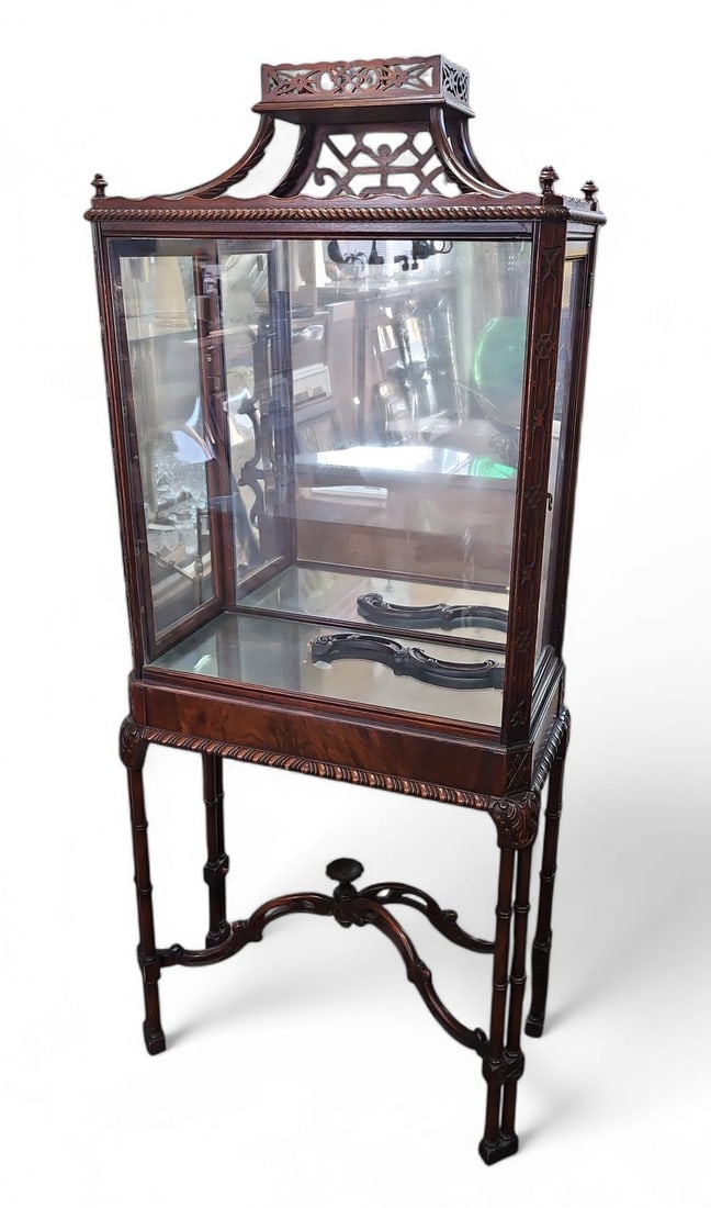 Mahogany Display Cabinet or Curio Cabinet, AS IS. (1 of 3)
