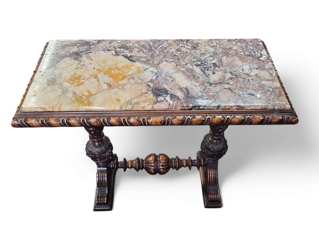 Antique Carved Marble Top Console or Hall Table. (1 of 2)