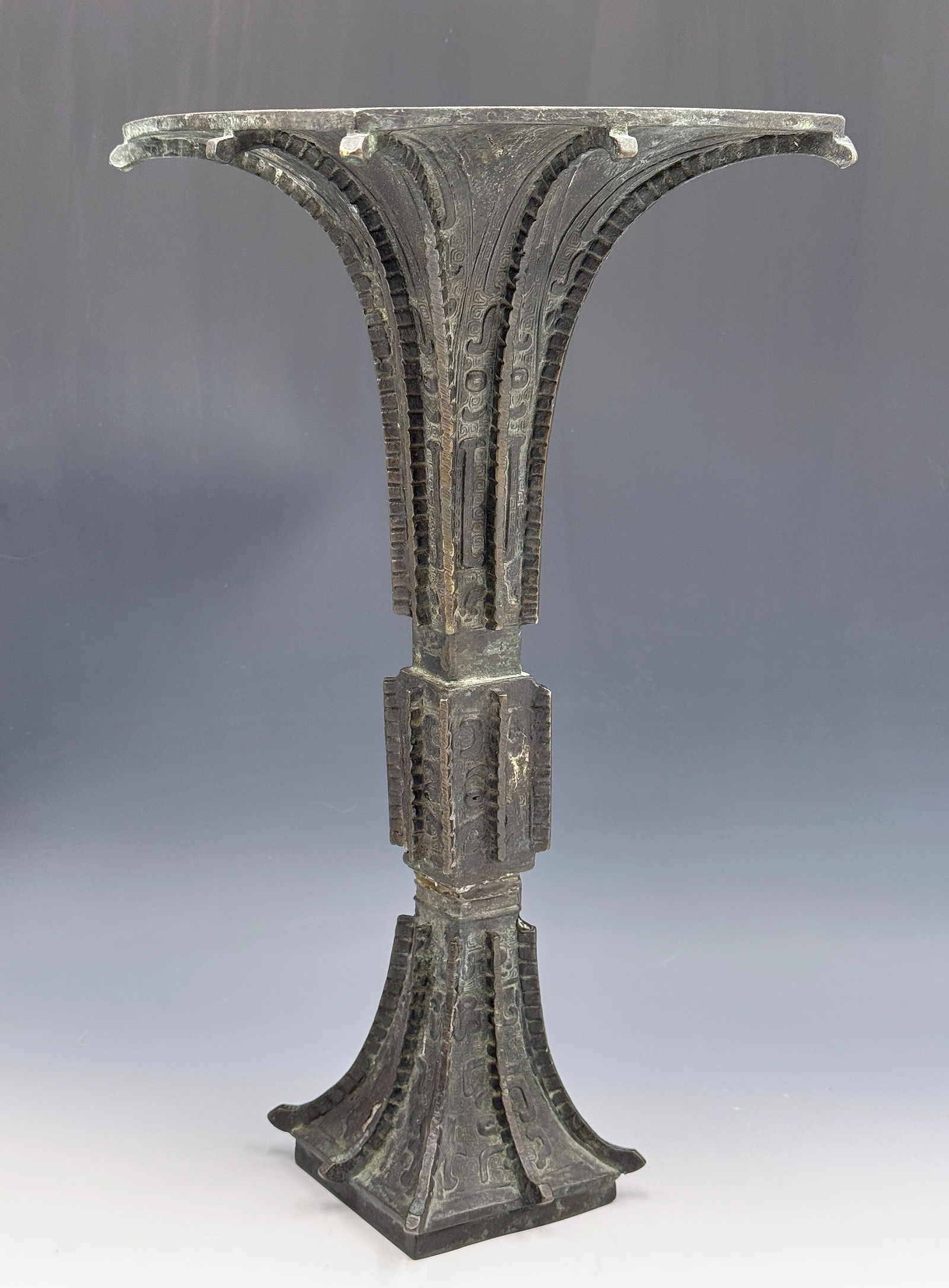 Chinese Archaic Style Bronze Gu Vase, AS IS. (1 of 7)