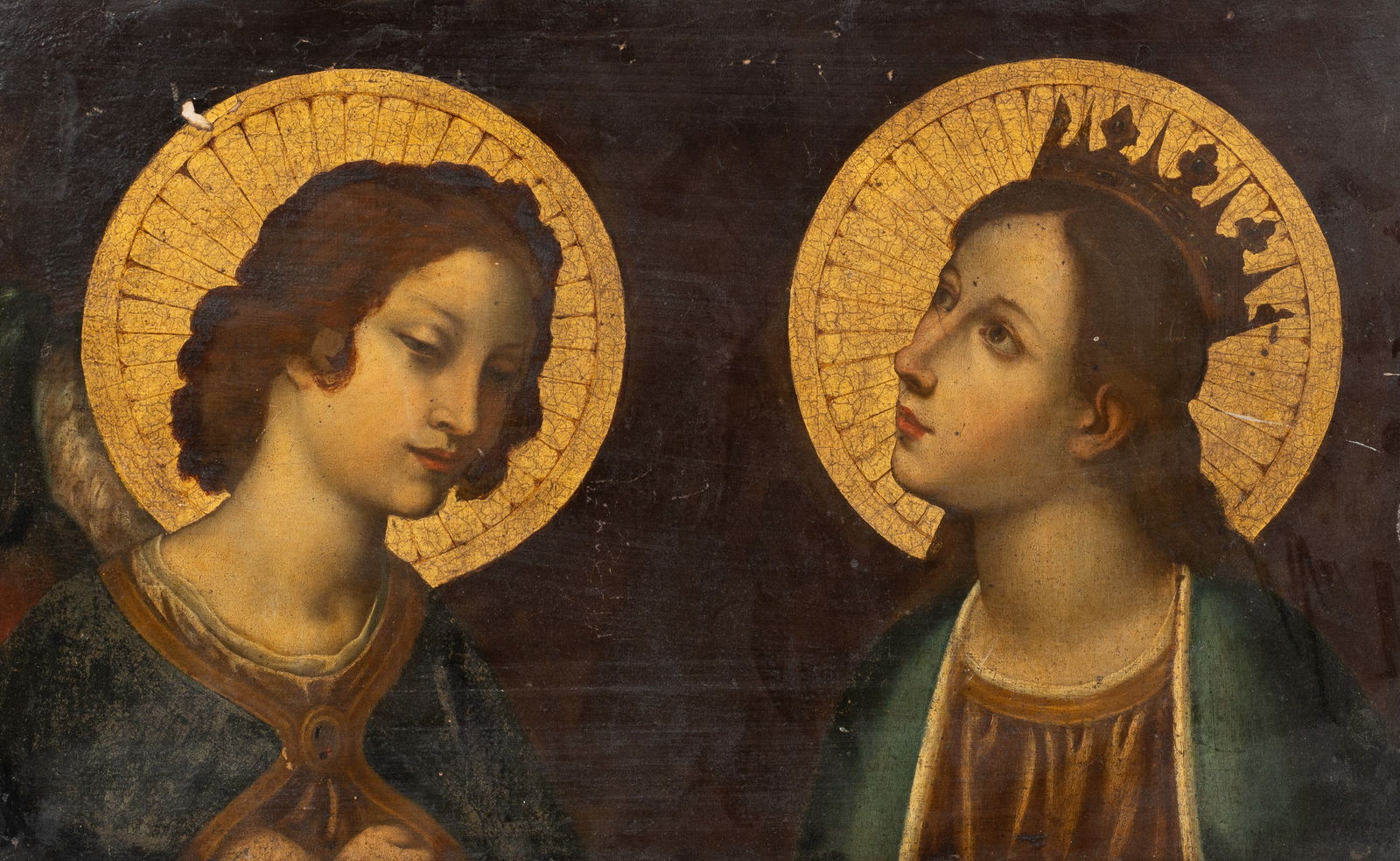 19th Cent. Religious Painting, Mary & Angel. (1 of 5)