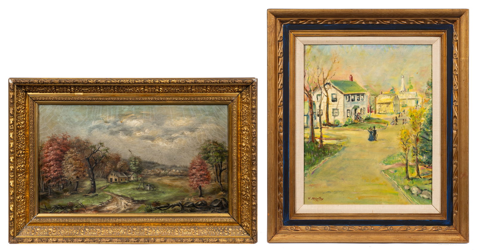 Lot of Two Paintings - Landscape & Street Scene. (1 of 11)