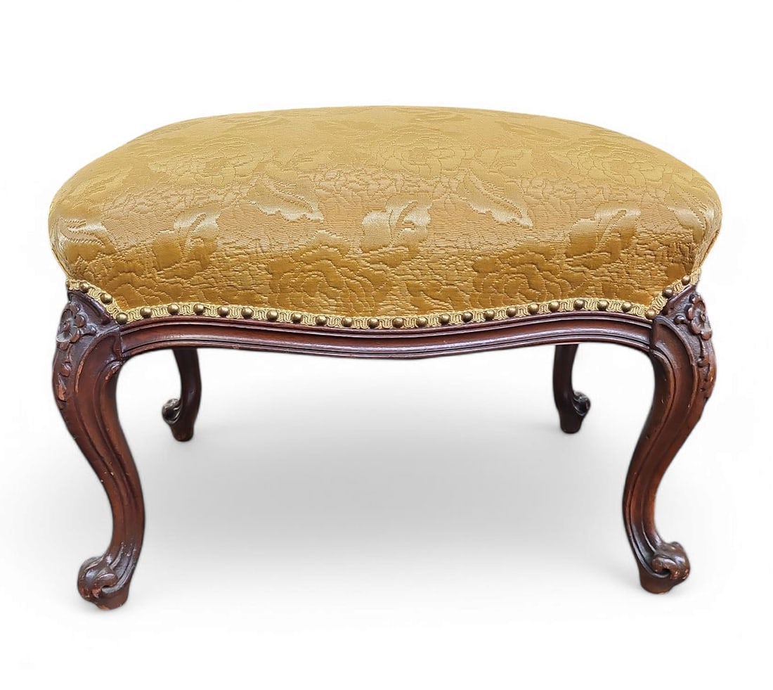 Antique Carved Footstool or Small Bench. (1 of 3)