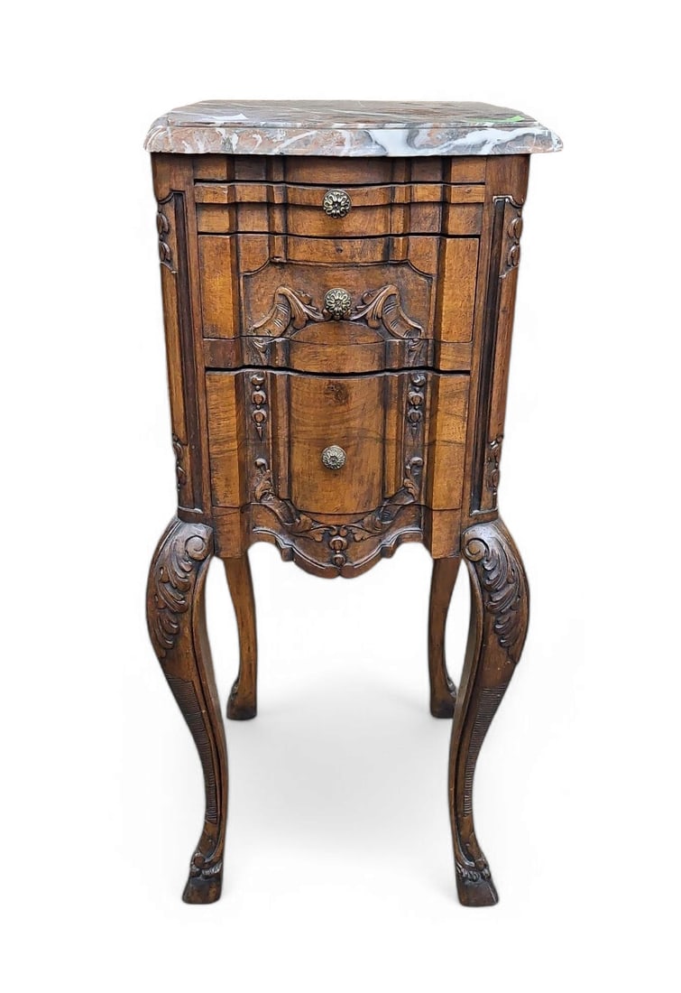 Antique French Carved Marble Top Stand. (1 of 3)