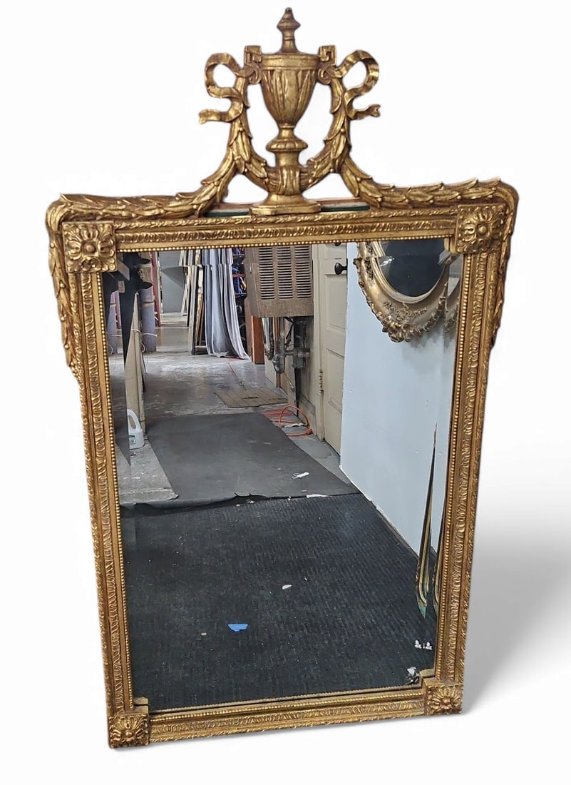 Vintage Ornate Gilded Mirror w/ Trophy Top. (1 of 2)