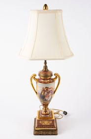 Royal Vienna ? Hand Painted Porcelain Urn Lamp.