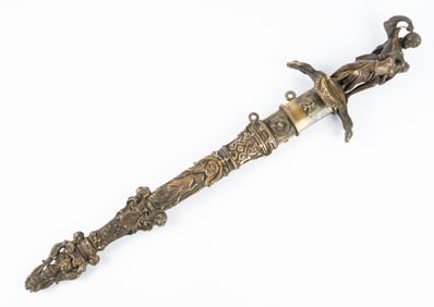 Large Bronze Othello Dagger w/ Elaborate Scabbard.