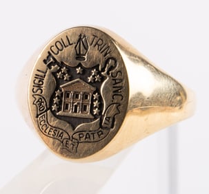 10K Gold Trinity College Signet Ring, Josten.