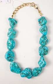 Lone Mountain Nugget Turquoise Necklace.