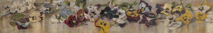 Victorian Still Life Painting of Pansies.