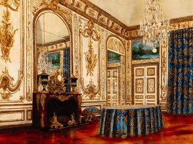 Intricate Interior Scene Painting, Sgd. Fatima.
