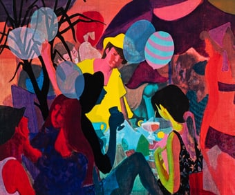 Serigraph of Cafe Scene, Gustav Likan.