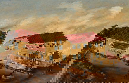 Framed Antique Folk Art Painting, Unsigned.