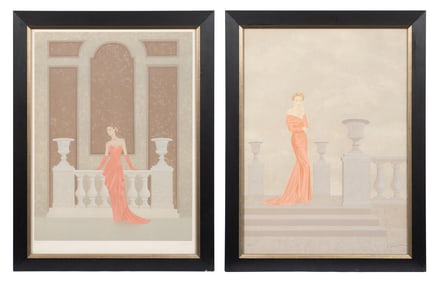 Lot of Two Figural Lithographs by Annie Retivat.
