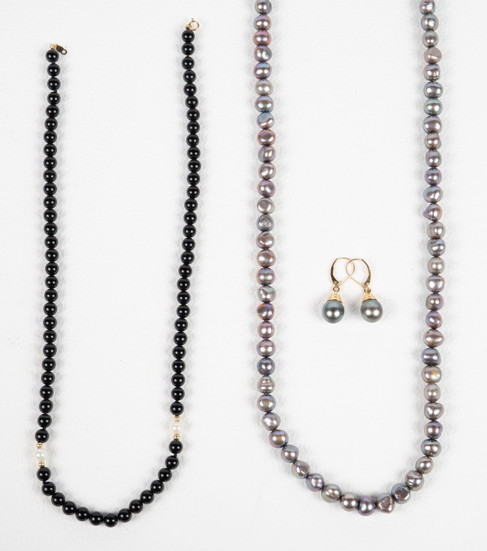 Two 14K Gold & Pearl Necklaces & 1 Pr. Earrings. (1 of 9)