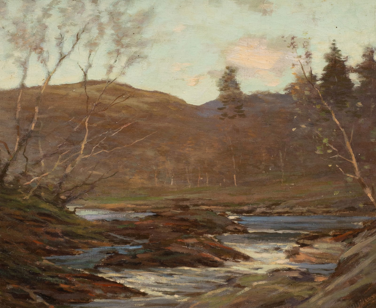 Landscape of Mountains & River, Sgd. Miller. (1 of 8)