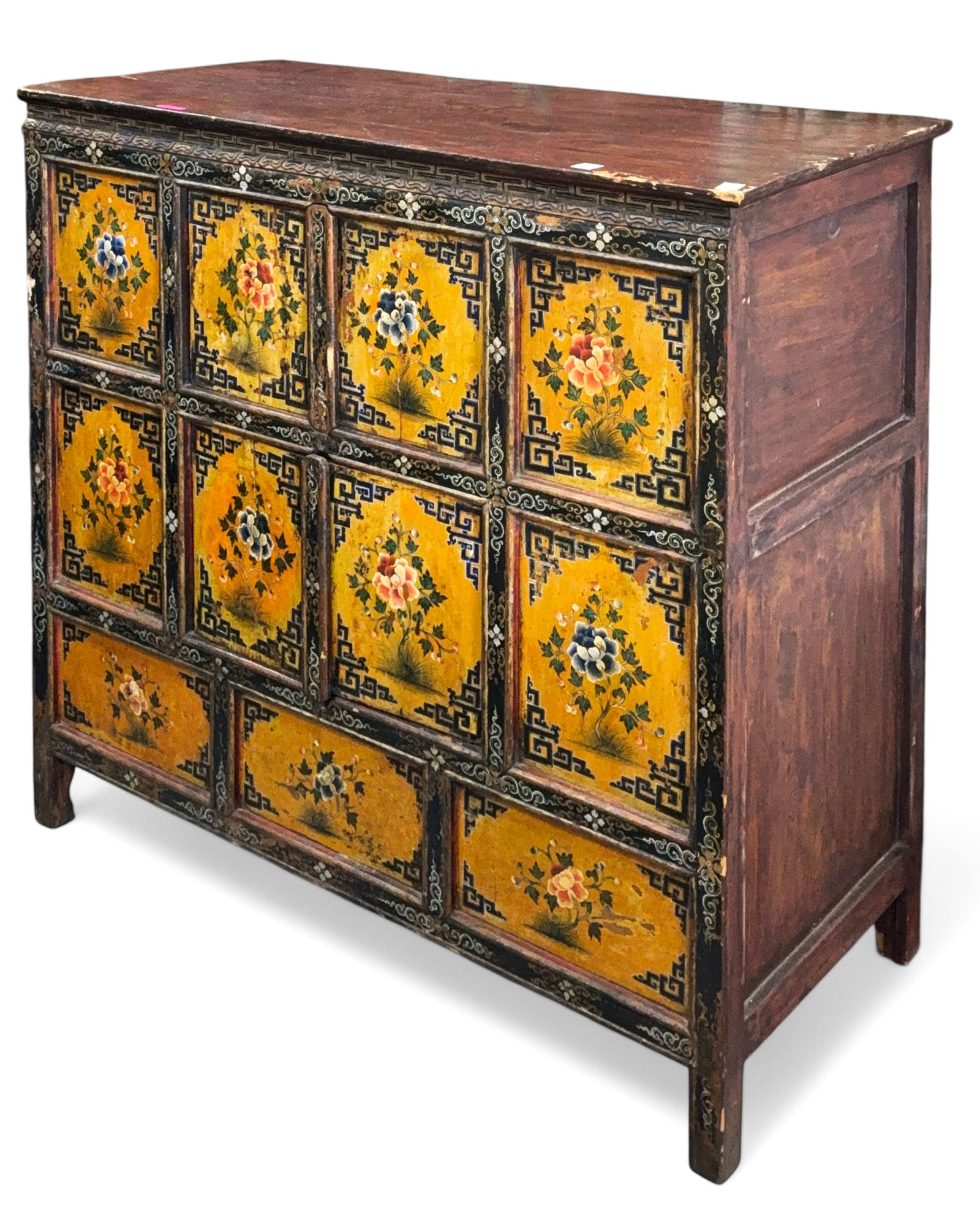 Tibetan 11 Panel Cabinet w/ Yellow Flowers. (1 of 4)